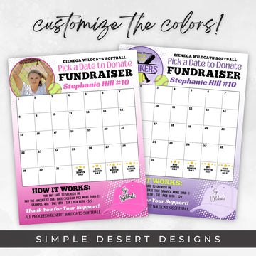 fully customizable softball calendar fundraiser with space for photo
